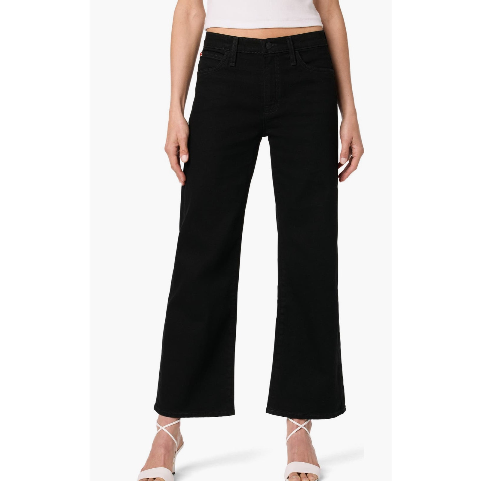 $215 New Hudson Rosalie High Waist Wide Leg Crop Jeans - Black - 25